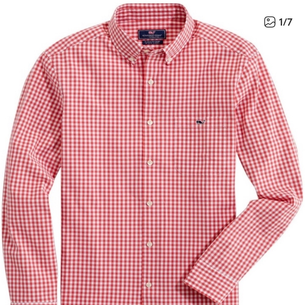 Vineyard Vines Boy’s Red Checkered Shirt Size Medium
(12-14)